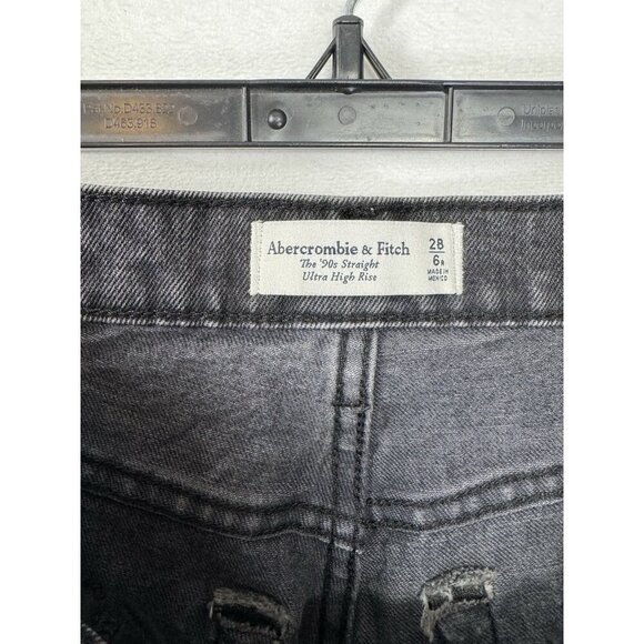 Abercrombie & Fitch Jeans Womens 28/6R Black 90s Straight Ultra High Rise Denim - Picture 4 of 9